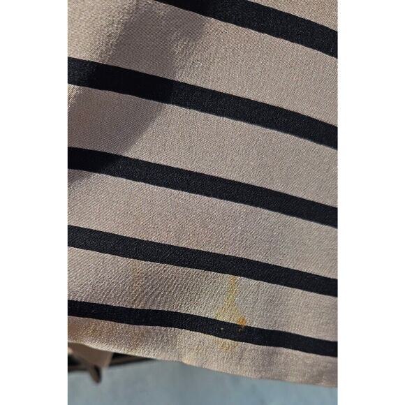 Vintage Blazer Skirt Set Womens 14 Tan Silk Black Striped Jacket Top Retro 80s - Picture 8 of 13